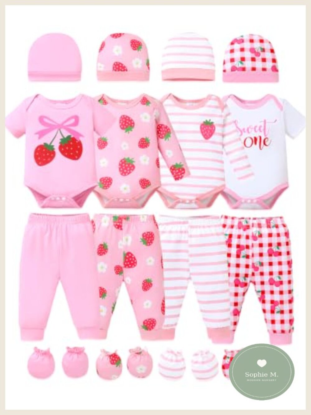 Baby Girl 20 PC Outfit Set Preemie Newborn 0-18 Months Rompers Pants Hats
